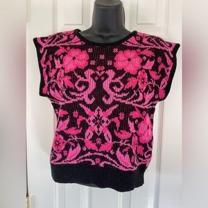 Vintage 80s!🩷 Floral sweater vest top.  SMALL